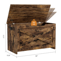 Banc de rangement en bois Garvee de 76 cm (30 pouces) avec charnières de sécurité, grande capacité pour le salon et la chambre, robuste et polyvalent, marron