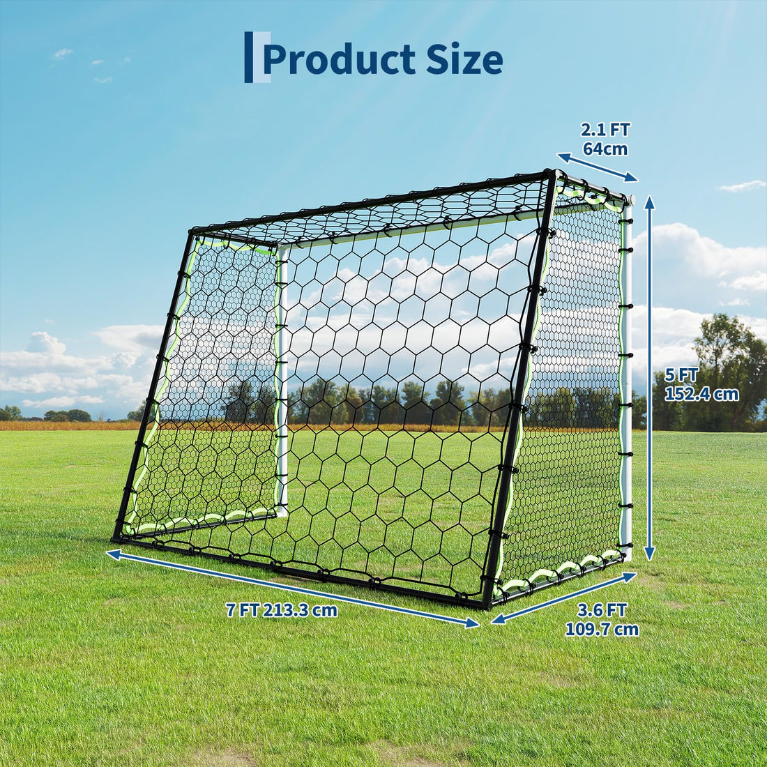 Garvee Filet de Rebond de Football 3-en-1, Filet Haute Réactivité avec Cadre en Acier, pour Entraînement Individuel ou Collectif