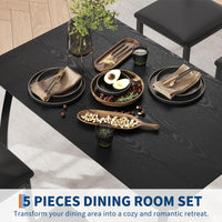 Ensemble table et chaises Garvee pour 4 personnes, structure en métal, design carré, gain de place, noir, idéal pour les petites pièces et les studios.
