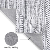 Tapis marocain bohème GARVEE 200x290cm Gris, déperlant, à poils courts, résistant aux taches et à l'huile, lavable, salon et chambre