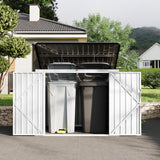 Garvee Abri Poubelle 91 x 183 cm En Acier Galvanisé Avec Toit Incliné Et Porte Verrouillable Pour Stockage Extérieur, Noir, 172 x 101,1 x 122,9 cm - Blanc