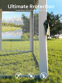 Garvee Tonnelle Pliante 335 x 335 cm Vert Beige, Moustiquaire, Hauteur Réglable, Résistante Eau/UV, Jardin et Camping