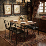 Garvee Ensemble de table à manger rectangle 4 places métal renforcé chaises rembourrées MDF épais compact coin repas style rétro