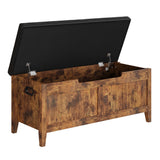 Coffre-banc de rangement Garvee en bois avec charnières de sécurité, assise rembourrée et poignées ergonomiques, idéal pour le salon et la chambre, 100 cm (39,4 po), marron.