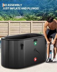 Baignoire balnéo Garvee pour sportifs, 930 litres (248 gallons), ovale, noire, portable, couvercle isolé, en PVC renforcé de fibres de verre résistant aux déchirures