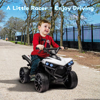 Garvee Quad électrique 6 V pour enfant avec LED, musique et conduite sécurisée, blanc, dès 3 ans