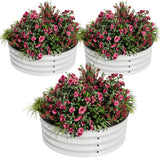 Garvee Bacs De Jardin Élevés Ronds 61 x 61 x 3 cm En Acier Galvanisé Anticorrosion Avec Bords En Caoutchouc Pour Jardinage Extérieur Polyvalent