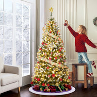 Garvee sapin de Noël de 225 cm avec 250 LED et pommes de pin décoratives pour grandes pièces, décoration festive