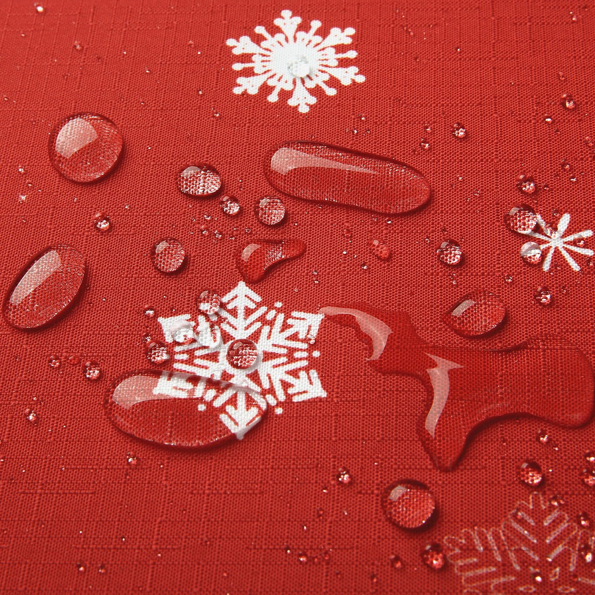 Garvee Nappe de Noël ronde à motif flocons de neige et épingles, déperlante, en polyester, idéale pour les fêtes de Noël et du Nouvel An, Rouge, 152 cm