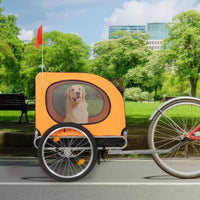 Garvee Remorque vélo pour chien jusqu’à 40 kg, toile Oxford 600D résistante aux intempéries, drapeau inclus, pour grands chiens 56–71 cm, orange