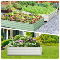 Garvee Lot de 2 bacs de jardin surélevés galvanisés 137 x 61 x 30 cm, en métal avec bords caoutchoutés, pour balcon et jardin, antirouille, fond ouvert