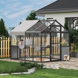 Garvee Enclos Extérieur pour Grands Chats en Aluminium, Toit Imperméable Anti-UV, 178×241×193cm, pour Jardin