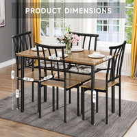 Garvee Ensemble table et chaises pour 4 personnes avec casier à vin, métal et bois, rectangulaire, brun rouille, gain de place pour les petites pièces et les appartements