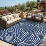 Garvee Tapis d'Extérieur Réversible Arc-en-Ciel 8 × 10 Étanche Plastique PP Antidérapant Pour Patio Camping Balcon - Bleu