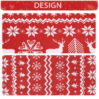 Nappe de Noël ronde Garvee 152 cm rouge, déperlante, antitache, 100 % polyester, motif flocons de neige et rennes, idéale pour les fêtes et la maison