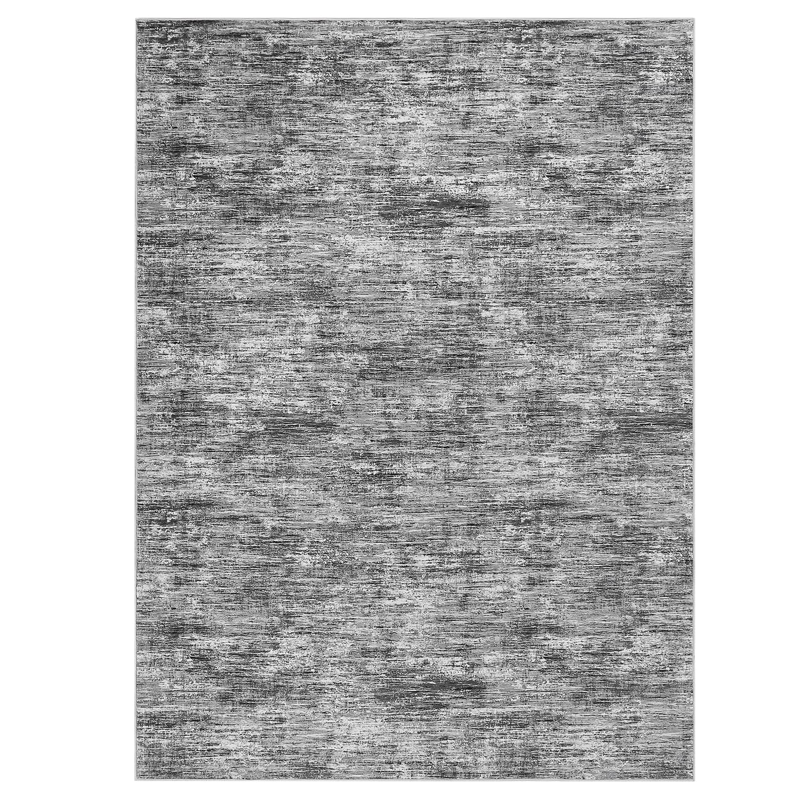 Tapis GARVEE abstrait en microfibre lavable en machine 200x290cm Gris clair | Doux et antidérapant | Pour salon et chambre