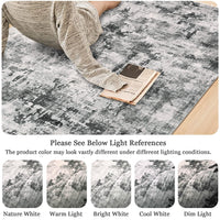 Tapis Garvee moderne lavable, antidérapant, à poils courts, pour salon, chambre, couloir, salle à manger, gris, 60 x 230 cm