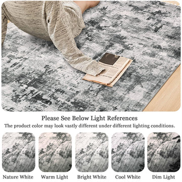 Tapis lavable moderne Garvee, antidérapant, doux et résistant, idéal pour les enfants et les animaux domestiques, 120 x 170 cm, gris
