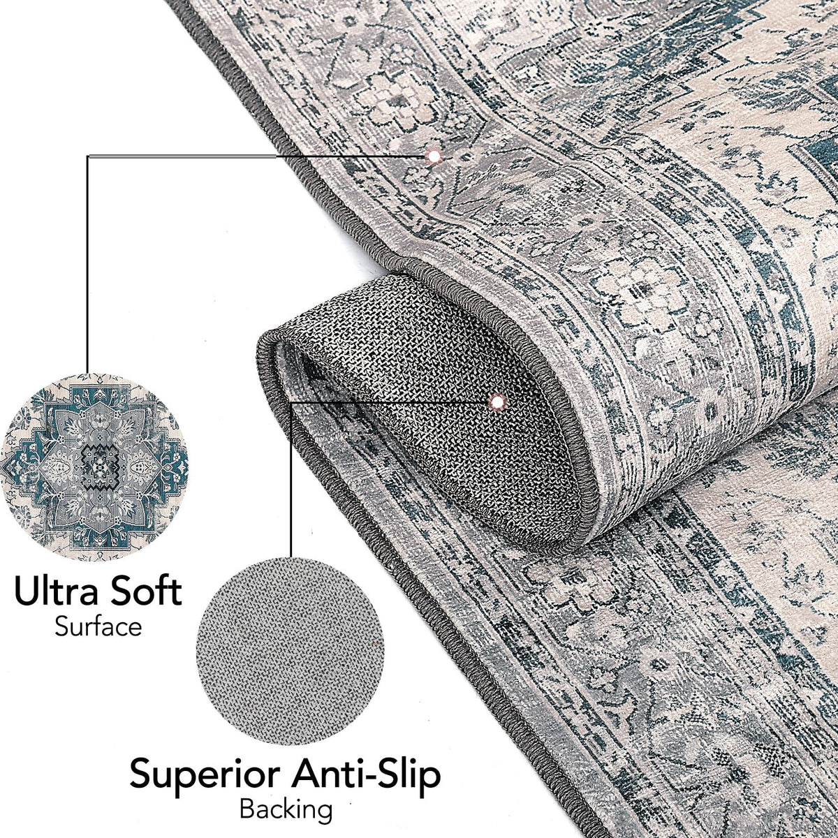 Tapis persan Garvee 200 x 290 cm Gris-Bleu