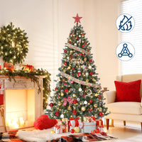 Sapin de Noël Garvee 274 cm avec éclairage LED et neige artificielle - Sapin de Noël haut de gamme aux branches enneigées, idéal pour les grandes pièces