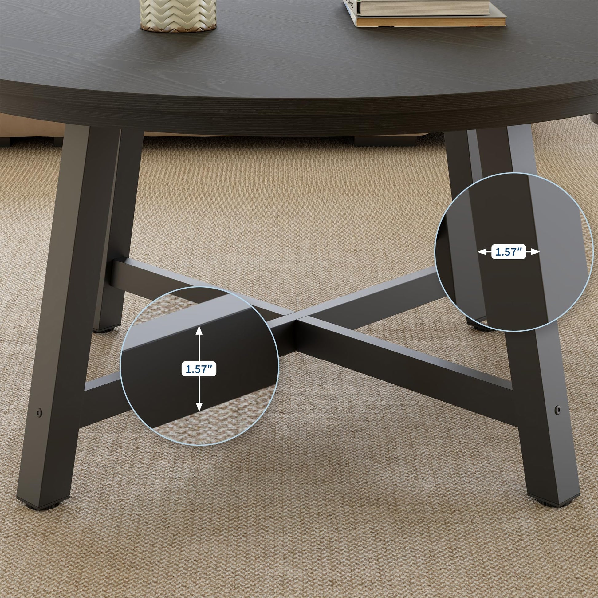 Table basse rectangulaire moderne Garvee 102x52cm en bois robuste, style minimaliste marron/noir, idéale pour le salon et le balcon.