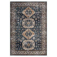 Tapis de salon vintage Garvee, doux, lavable, oriental, traditionnel, bleu marine, 120 x 170 cm