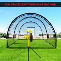 Cage de frappe de baseball Garvee de 10 m avec cadre, en polyester et poteaux en fibre de verre, pour l'entraînement au baseball et au golf dans le jardin, 10 x 3,7 x 2,4 m, noir