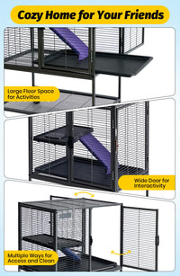 Cage Garvee pour petits animaux, en métal, 86 cm de hauteur, à plusieurs étages avec rampes et plateau amovible, pour hamsters, lapins, furets, cochons d'Inde et hérissons. Sans BPA.