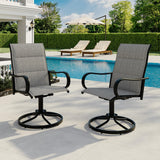 Garvee chaise de patio pivotante set de 2 avec rotation 360° et dossier haut, acier revêtement anticorrosion, coussin rembourré pour jardin extérieur, 50 × 51 × 102 cm