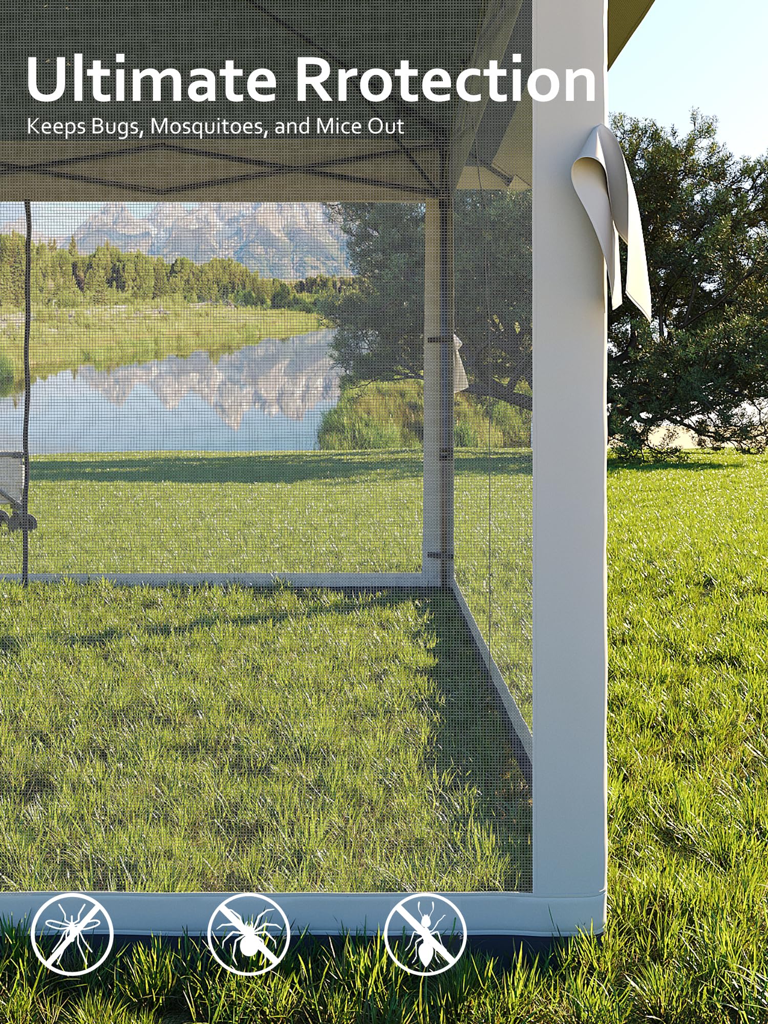 Garvee Tonnelle pop-up 396 × 396 cm avec moustiquaire, imperméable et anti-UV, structure métallique robuste, toile Oxford 150D, pour jardin et camping, bleue