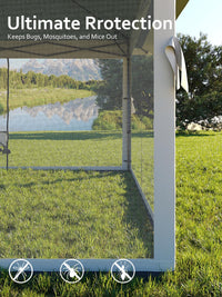 Garvee Tonnelle pop-up 396 × 396 cm avec moustiquaire, imperméable et anti-UV, structure métallique robuste, toile Oxford 150D, pour jardin et camping, bleue
