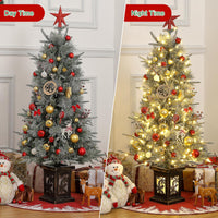 Sapin de Noël Garvee 125 cm – Avec lumières et décorations, socle flocon de neige pour une ambiance hivernale magique