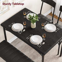 Garvee Ensemble table à manger pour 4 personnes, table rectangulaire avec banc et chaises rembourrés, MDF et acier, gain de place, montage facile, petits espaces