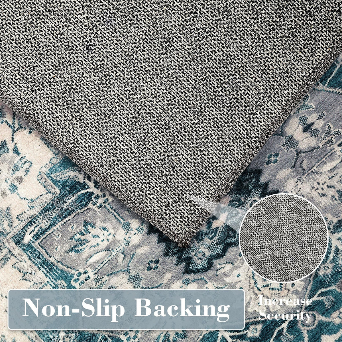 Tapis Garvee lavable en machine pour salon et chambre, antidérapant, résistant aux taches, 80 x 150 cm, bleu-gris