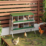 Garvee Boîte à Nid en Acier Galvanisé pour Poules, 8 Trous, Bac à Œufs Coulissant, Vert, Résistante à la Rouille, Ventilée, avec Support - vert