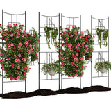 Treillis de jardin en métal Garvee 130 x 168 cm, noir, antirouille, style baroque, 2 pièces, support pour rosiers et légumes au jardin - noir