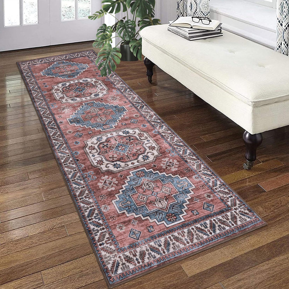 Tapis Garvee Boho Vintage à motif tribal, antidérapant, lavable, 80 x 150 cm, salon, chambre