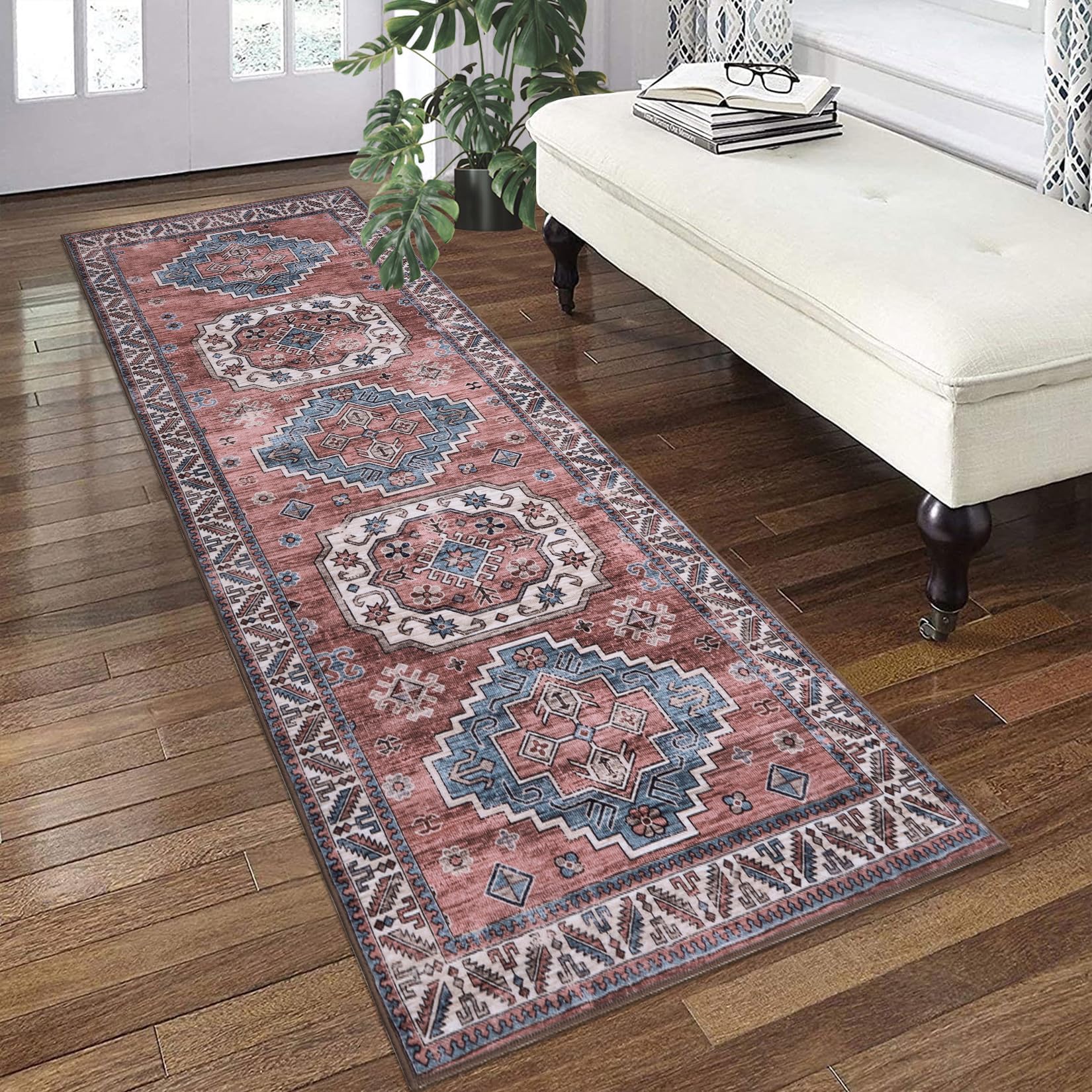 Tapis Garvee Boho Vintage à motif tribal, antidérapant, lavable, 80 x 150 cm, salon, chambre