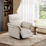 Garvee Fauteuil Relax Électrique Glisseur Chenille avec Rotation 270°, USB, Double Accoudoirs, Large Siège pour Salon et Nurserie, Confort Premium - Blanc