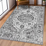 Garvee Tapis persan extra large 200 × 290 cm, gris, lavable et pliable, envers antidérapant, résistant à l’eau et aux taches, idéal salon et chambre - Gris
