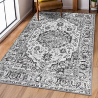Garvee Tapis persan extra large 200 × 290 cm, gris, lavable et pliable, envers antidérapant, résistant à l’eau et aux taches, idéal salon et chambre
