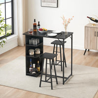 Ensemble table et chaises de salle à manger Garvee 36 po avec rangement, robuste et ergonomique, MDF et acier, noir, pour appartements et cuisines