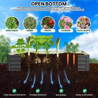 Potager surélevé galvanisé Garvee 180 x 90 x 30 cm, en acier, antirouille, avec rebord de sécurité, idéal pour le jardin et la terrasse, durable et facile à monter.