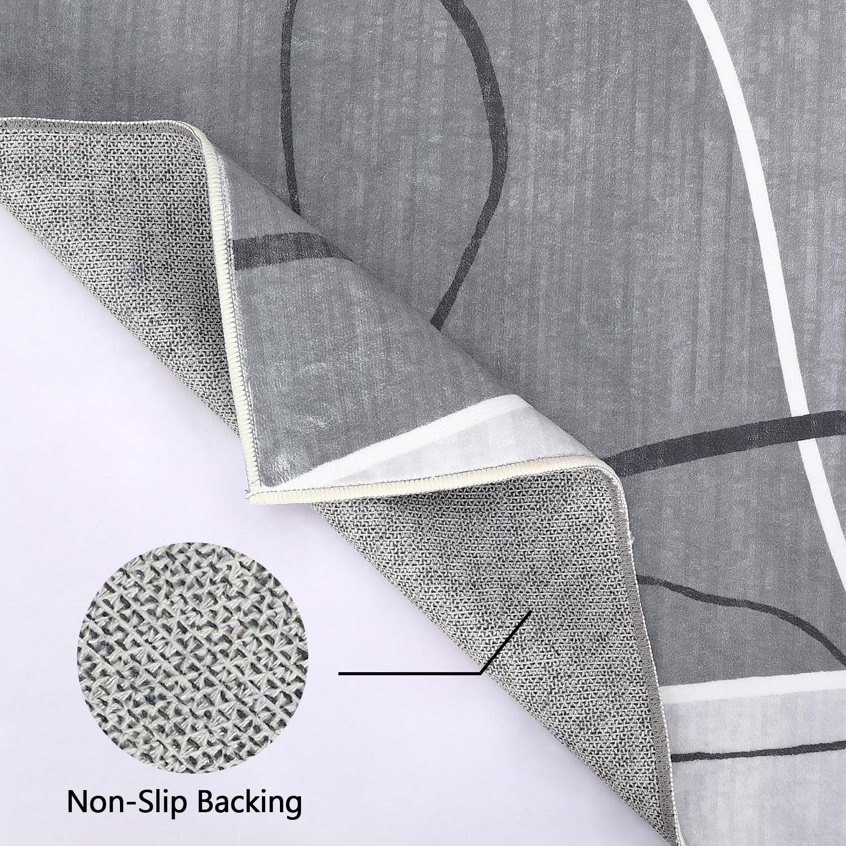 Tapis Garvee en polyester imitation cachemire, lavable, antidérapant, moderne, 120 x 170 cm, gris