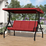 Garvee Balancelle de Jardin 3 Places 2 en 1, Structure Sécurisée, Auvent Réglable, Assise Confortable, Rouge, pour Jardin et Terrasse - Rouge