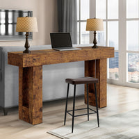 Garvee Console farmhouse 160 cm marron rustique, design minimaliste en T avec étagères ouvertes, idéale pour entrée, salon et rangement décoratif