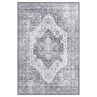 Tapis vintage Garvee, motif oriental, antidérapant, antitache, lavable, poils courts, gris, 160 x 230 cm, salon, chambre