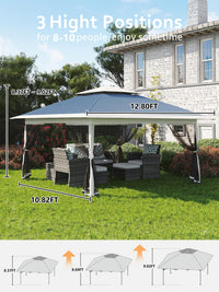 Garvee Tonnelle pop-up 396 × 396 cm avec moustiquaire, imperméable et anti-UV, structure métallique robuste, toile Oxford 150D, pour jardin et camping, bleue