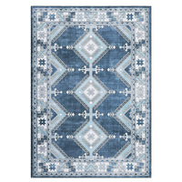 Tapis de couloir moderne Garvee, lavable en machine, motif géométrique marocain, pour salon, chambre, salle à manger ou bureau, gris-bleu