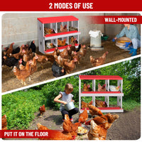 Garvee pondoir pour poules à 6 compartiments, acier galvanisé de 0,7 mm, conception ventilée, fixation murale, idéal pour poulaillers et élevages, rouge